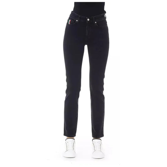 Trendy Tricolor Accent Black Jeans