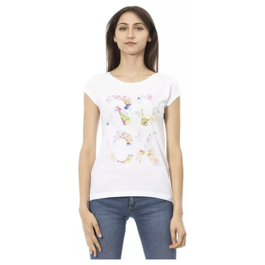 Trussardi Action Chic White Tee with Front Print Detail Trussardi Action