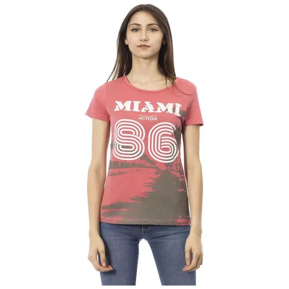 Chic Pink Tee with Elegant Front Print