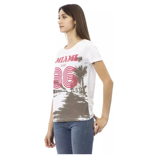 Trussardi Action Chic White Tee with Elegant Front Print Trussardi Action