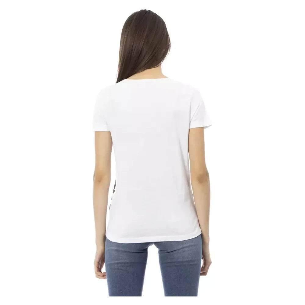 Chic White Tee with Elegant Front Print