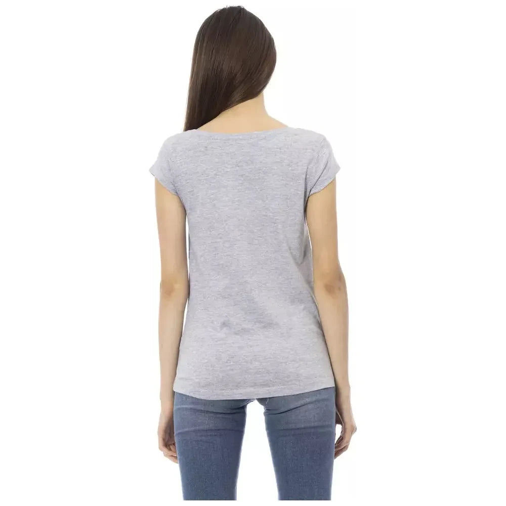 Elegant Gray Cotton Blend Tee