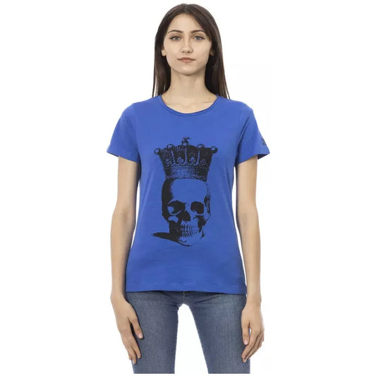 Trussardi Action Elegant Blue Short Sleeve Cotton Blend Tee Trussardi Action