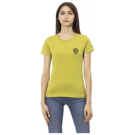 Trussardi Action Chic Green Tee with Artistic Front Print Trussardi Action