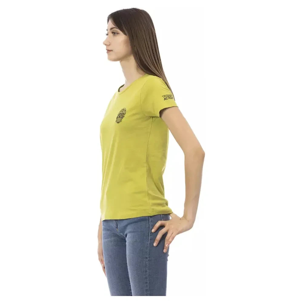 Trussardi Action Chic Green Tee with Artistic Front Print Trussardi Action