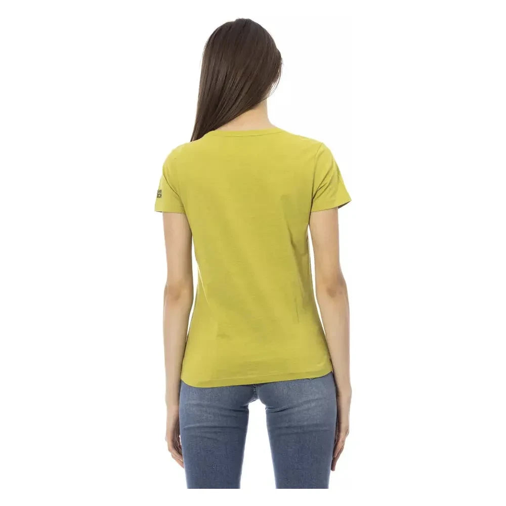 Trussardi Action Chic Green Tee with Artistic Front Print Trussardi Action