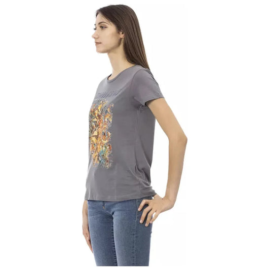 Elegant Grey Short Sleeve Chic Tee