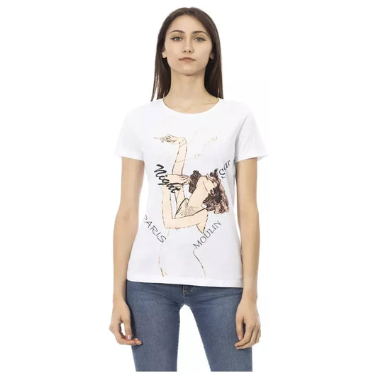 Trussardi Action Elegant White Tee with Chic Front Print Trussardi Action