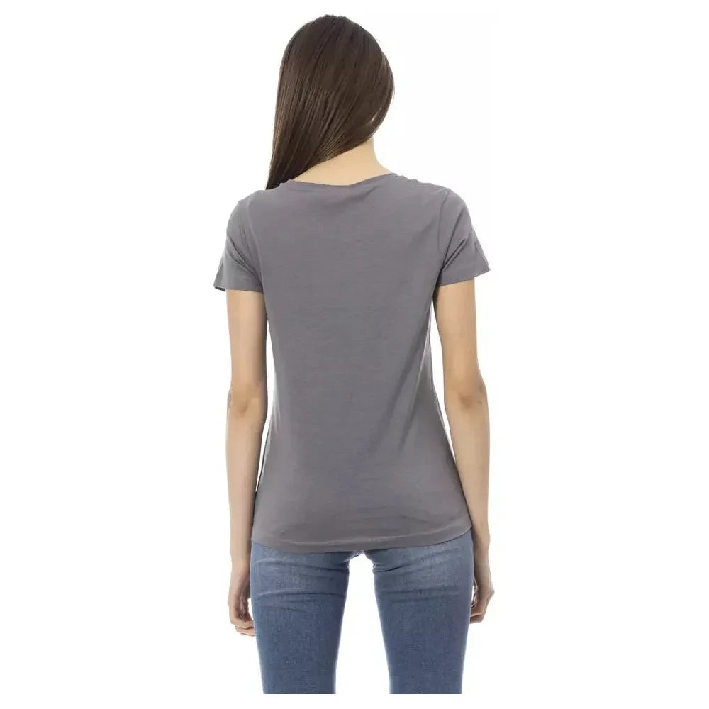 Elegant Grey Short Sleeve Chic Tee