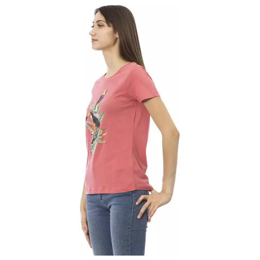 Trussardi Action Elegant Pink Cotton Blend Tee Trussardi Action