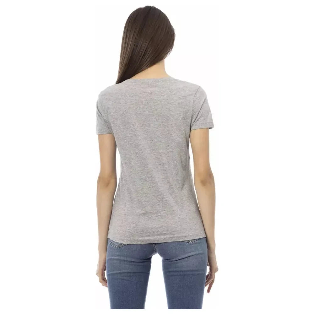 Chic Gray Short Sleeve Round Neck Tee