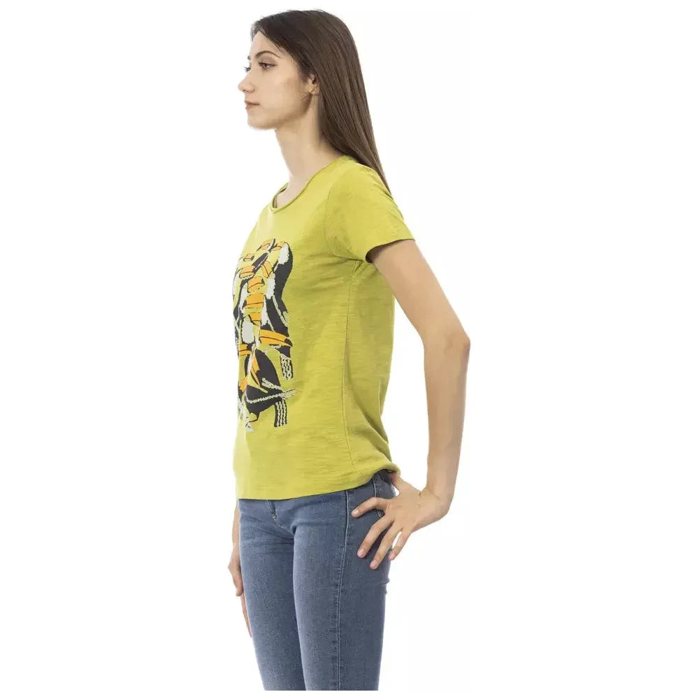 Elegant Green Tee with Chic Front Print