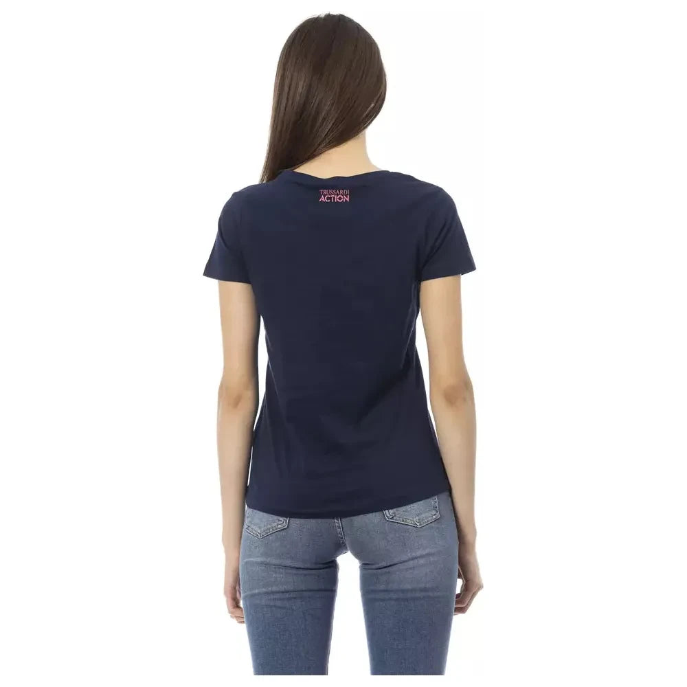 Chic Blue Short Sleeve Round Neck Tee