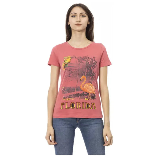 Trussardi Action Chic Pink Print Tee for Trendy Summer Looks Trussardi Action