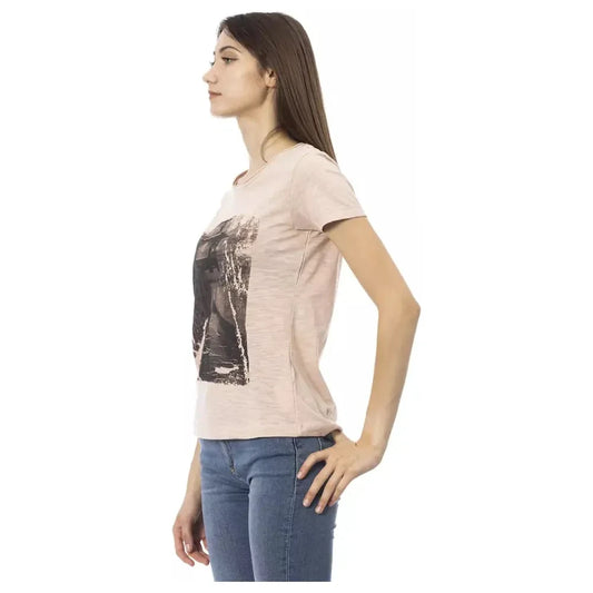 Trussardi Action Elegant Pink Short Sleeve Tee with Chic Print Trussardi Action