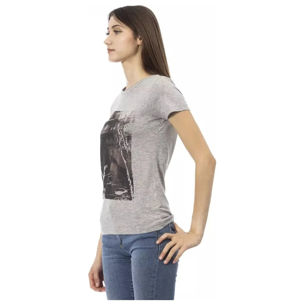 Chic Gray Short Sleeve Round Neck T-Shirt