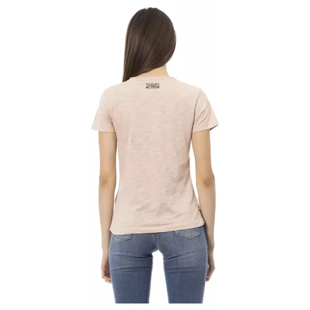 Elegant Pink Short Sleeve Tee with Chic Print