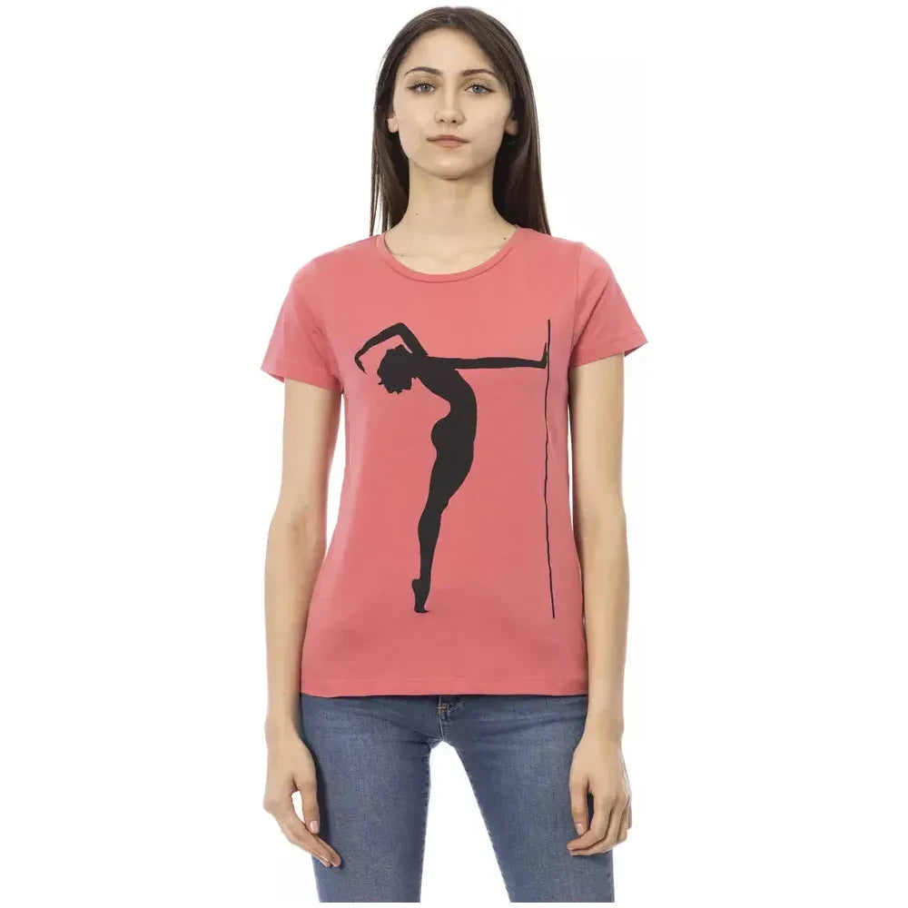 Chic Pink Short Sleeve Cotton Blend Tee