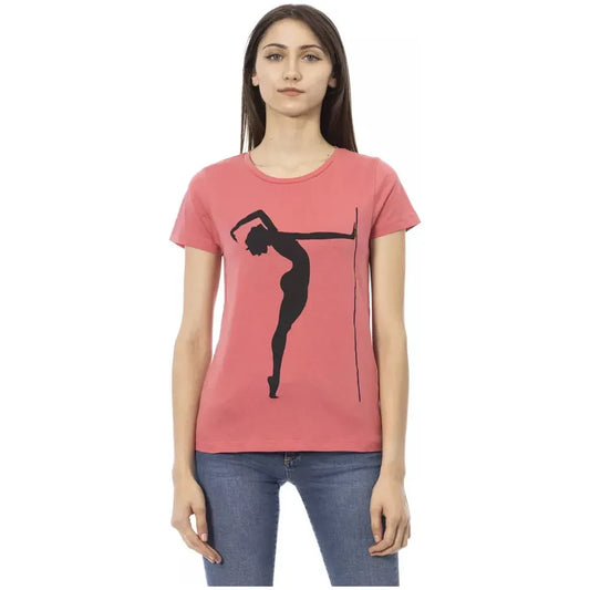 Trussardi Action Chic Pink Short Sleeve Cotton Blend Tee Trussardi Action