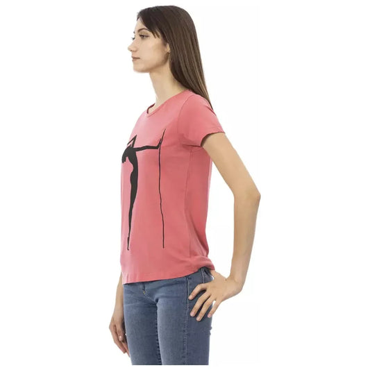 Trussardi Action Chic Pink Short Sleeve Cotton Blend Tee Trussardi Action