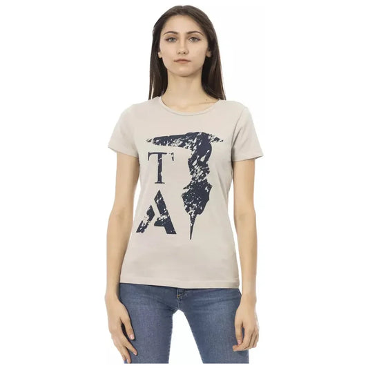 Elegant Beige Printed Tee for the Stylish Woman