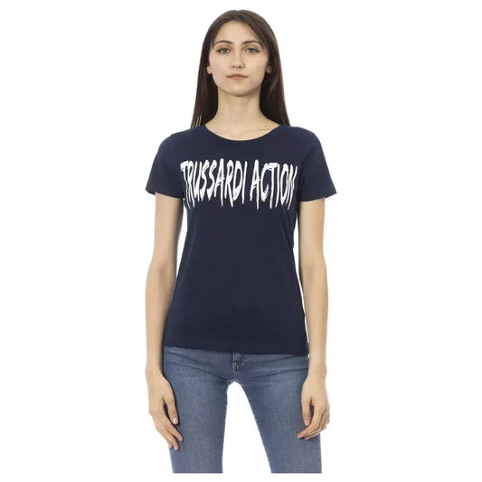 Trussardi Action Elegant Blue Short Sleeve Tee with Chic Print Trussardi Action