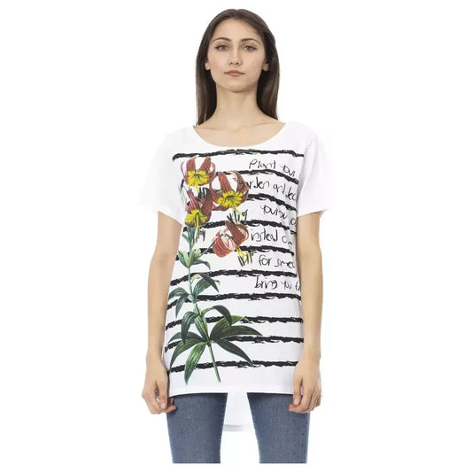 Trussardi Action Chic White Cotton Blend Tee Trussardi Action