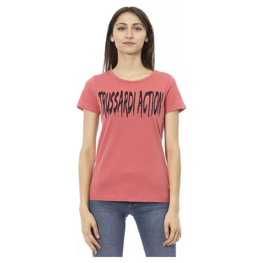 Trussardi Action Elegant Pink Short Sleeve Tee with Chic Print Trussardi Action