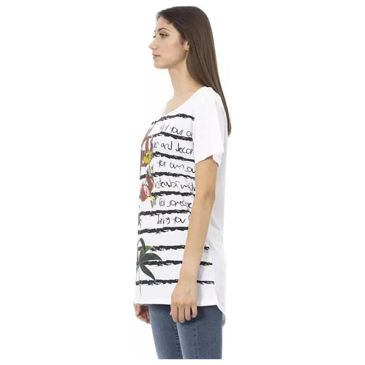 Trussardi Action Chic White Cotton Blend Tee Trussardi Action