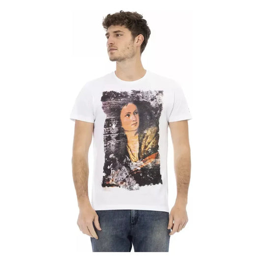 Trussardi Action Elegant White Casual Tee with Front Print Trussardi Action