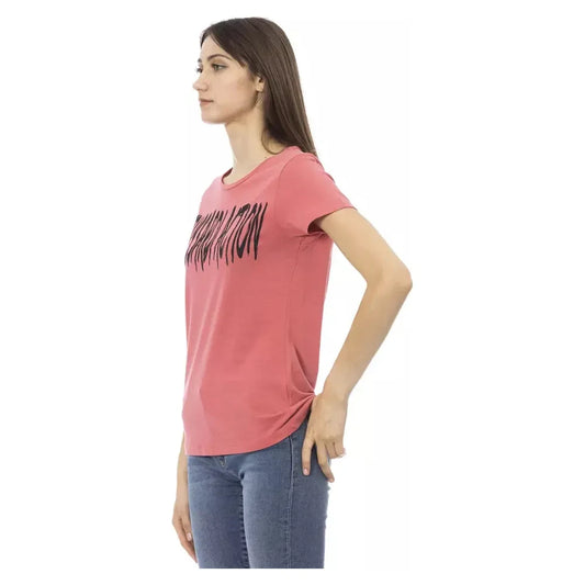 Elegant Pink Short Sleeve Tee with Chic Print