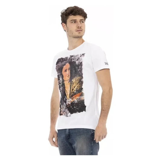 Trussardi Action Elegant White Casual Tee with Front Print Trussardi Action