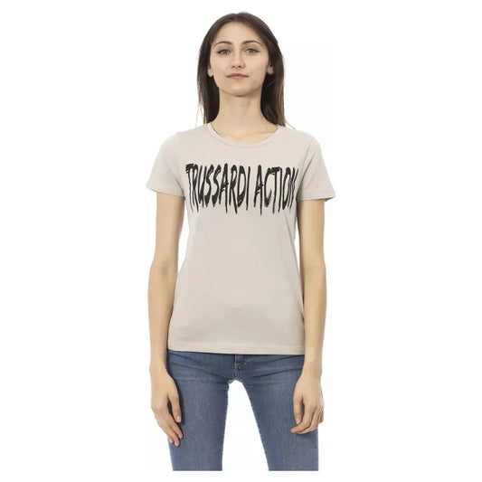 Trussardi Action Elegant Beige Short Sleeve Round Neck Tee Trussardi Action