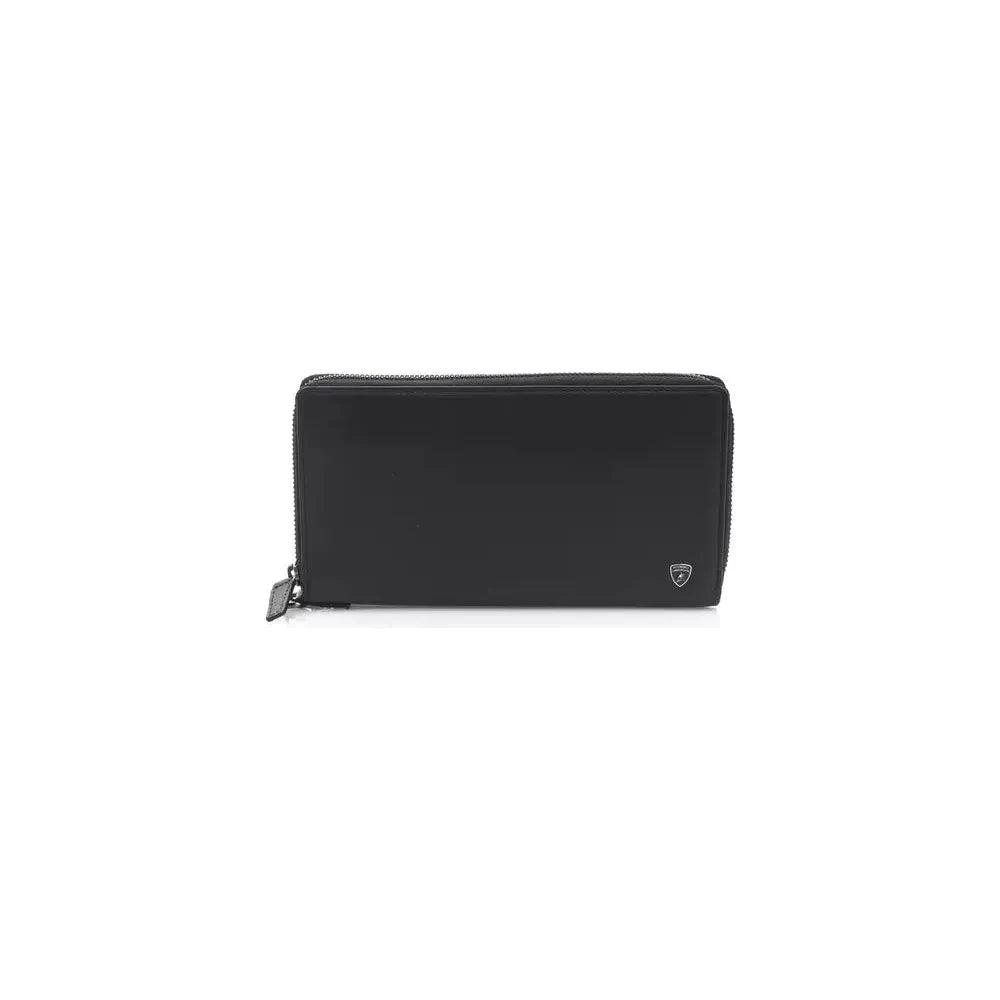 Sleek Calfskin Leather Zip Wallet