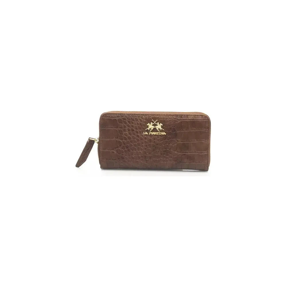 Elegant Brown Leather Zip Wallet