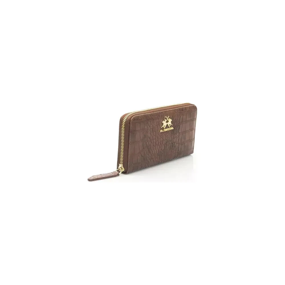 Elegant Brown Leather Zip Wallet