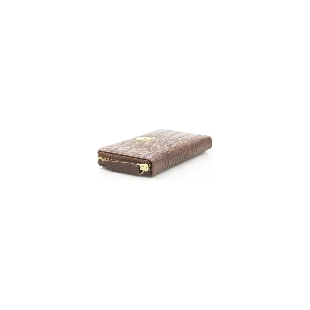 Elegant Brown Leather Zip Wallet