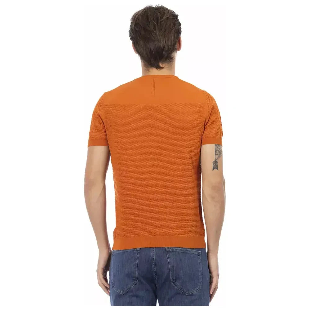 Chic Orange Short Sleeve Cotton Sweater