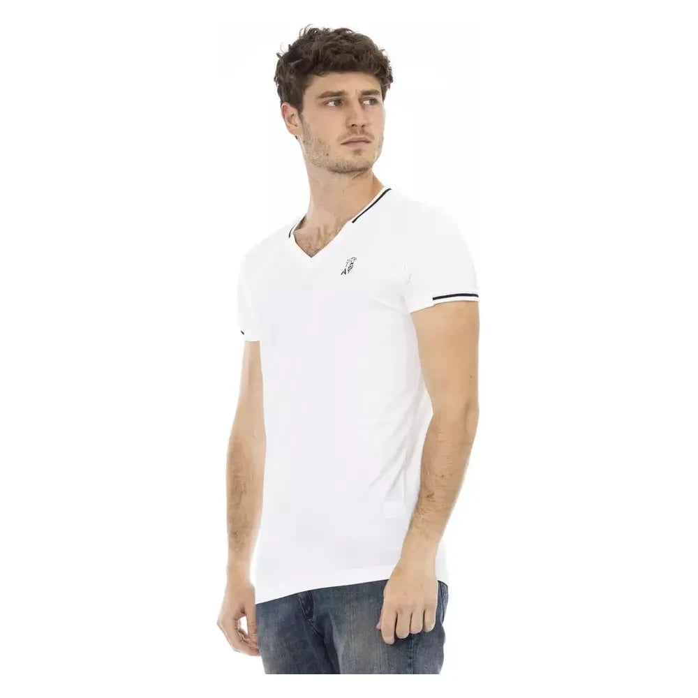 Sleek V-Neck Tee with Chest Print