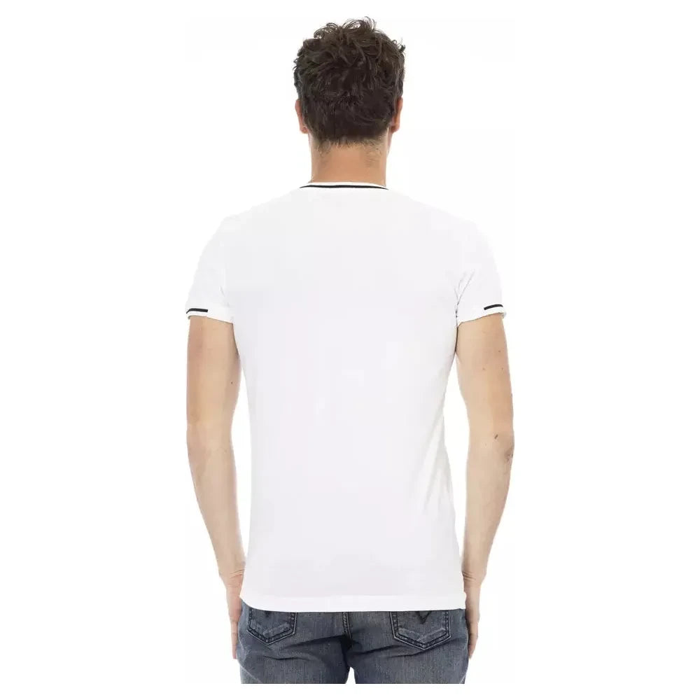 Sleek V-Neck Tee with Chest Print