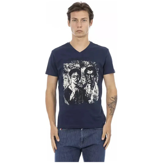 Trussardi Action Chic V-Neck Cotton Blend Tee Trussardi Action