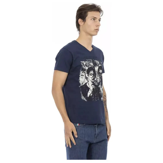 Trussardi Action Chic V-Neck Cotton Blend Tee Trussardi Action