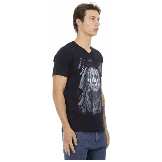 Elegant V-Neck Tee with Front Print