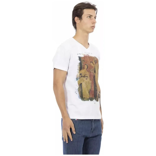 Sleek V-Neck Tee with Artistic Front Print