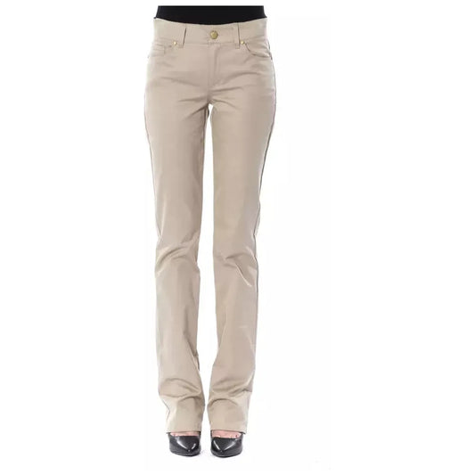 BYBLOS Elegant Beige Cotton Trousers BYBLOS