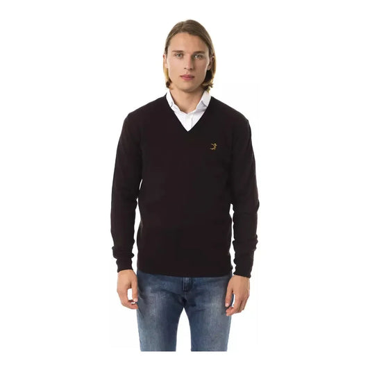 Embroidered V-Neck Merino Wool Sweater