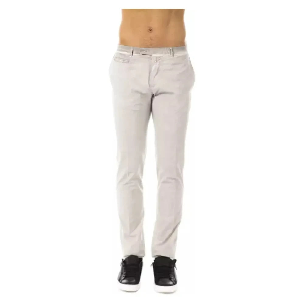 Sleek Gray Casual Fit Cotton Pants for Men