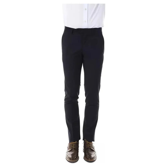 Elegant Gray Woolen Suit Pants - Drop 8 Cut