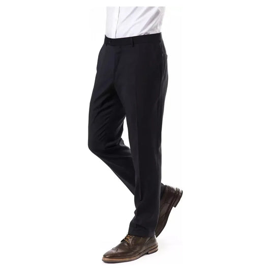 Elegant Gray Woolen Suit Pants for Gentlemen