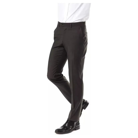 Elegant Gray Woolen Suit Pants - Drop 7